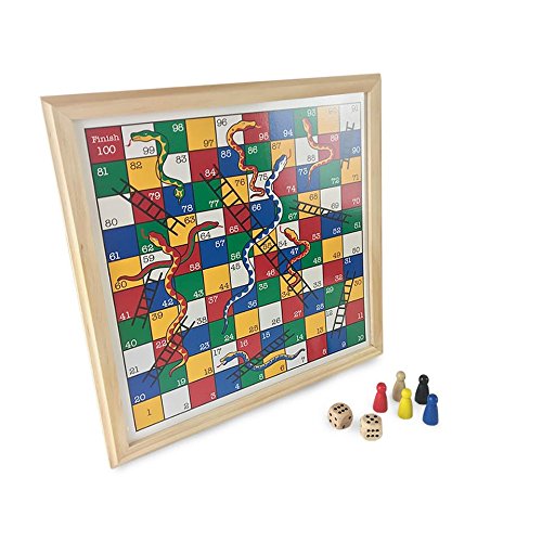 Snakes and Ladders Wooden Board Game Ideal For 2 - 6 players Suitable For Years 3+