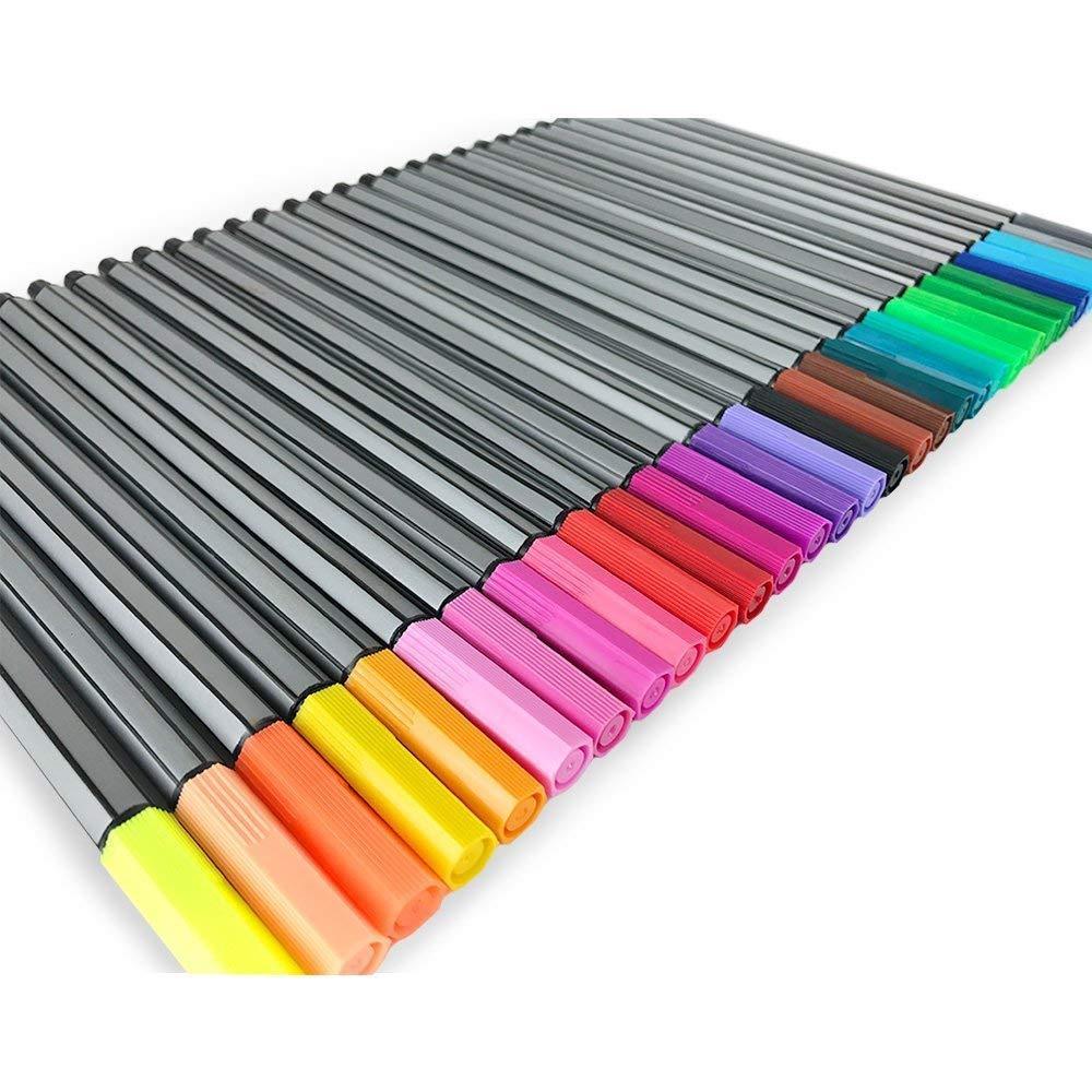 30 Fineliners Fine Line Coloured Pens Big Pack of Colouring Pen Adult Colouring